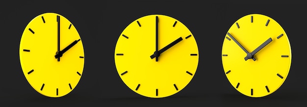 Yellow time clock isolated 3d illustration