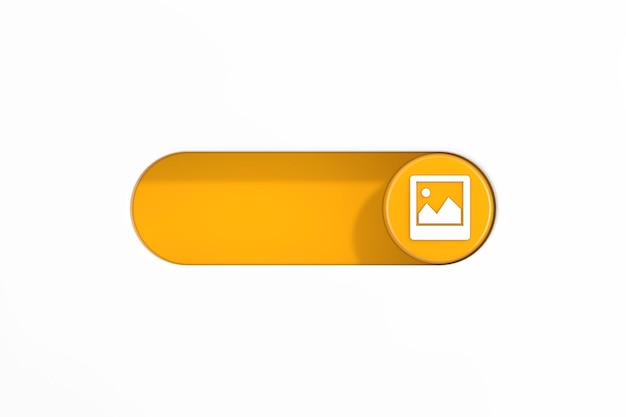 Yellow Toggle Switch Slider with Picture or Photo Frame Icon 3d Rendering