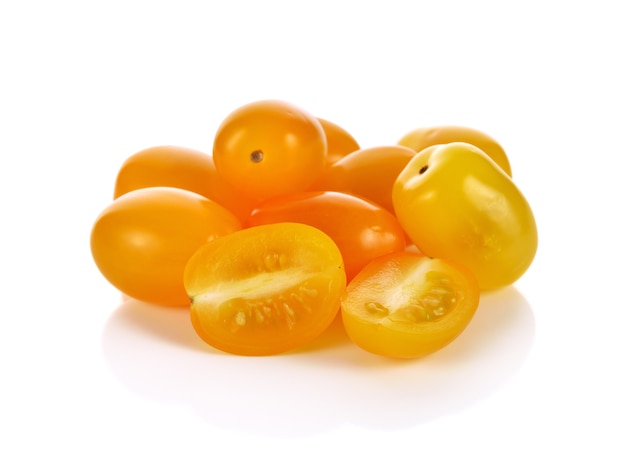 Yellow tomatoes isolated on white