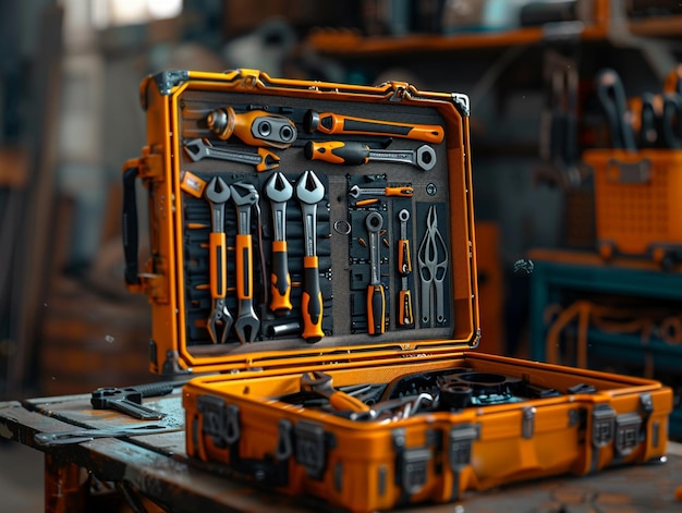 a yellow tool box with the word tools on it