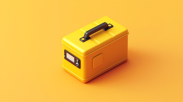 Yellow toolbox on a bright orange background