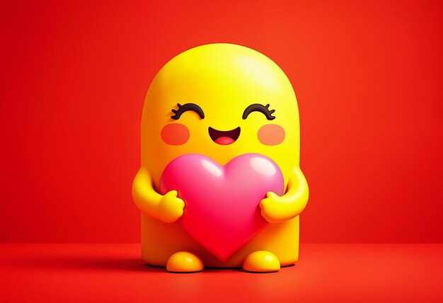 Photo a yellow toy with a heart that says the word love on it