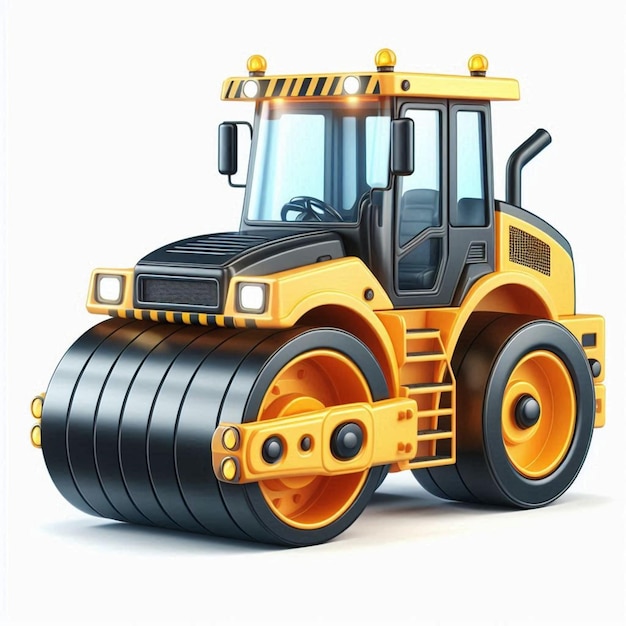 Photo a yellow tractor with orange wheels and a black rim