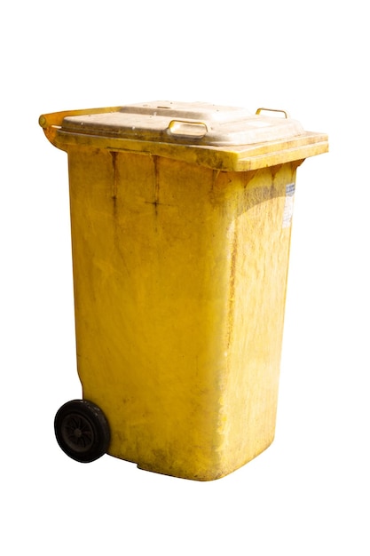 Yellow trash can clean dustbin disposal recycling