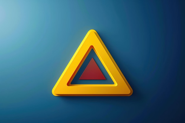 a yellow triangle with red and blue lines