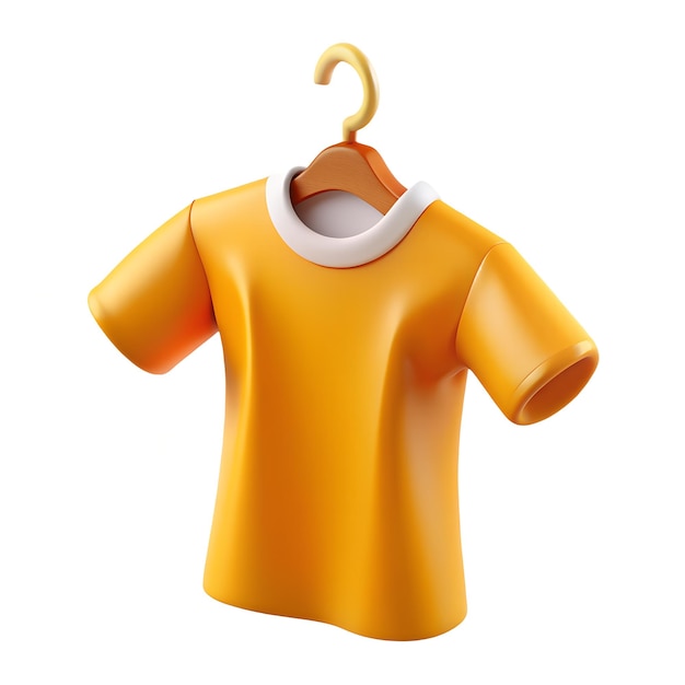 yellow tshirt on hanger 3D rendered