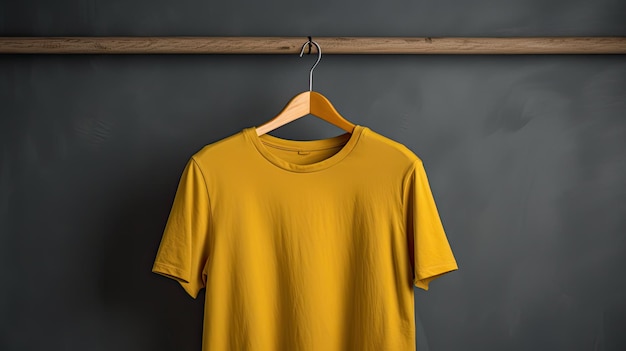 Yellow tshirt on a hanger photo realistic illustration