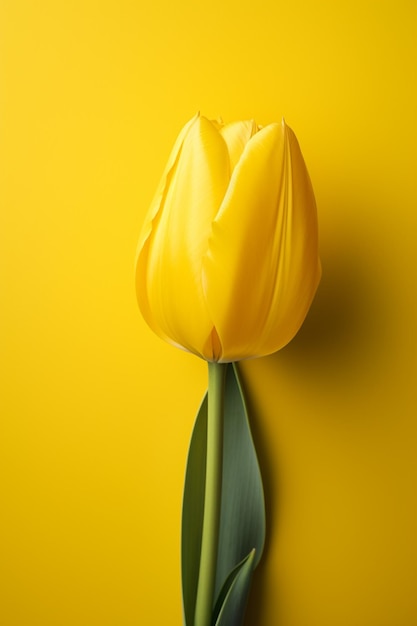 Yellow tulip on a yellow background