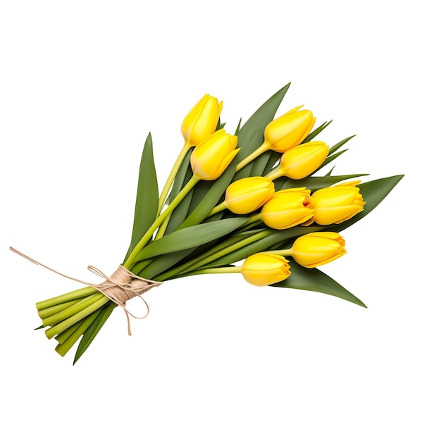 yellow tulips bouquet on a white background