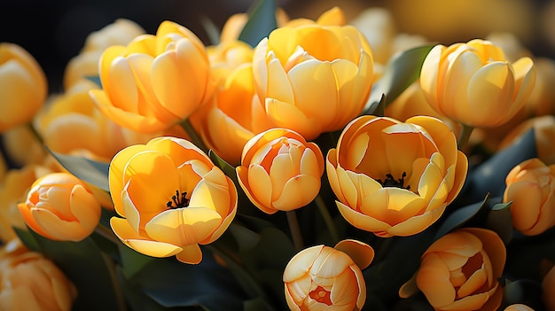 Yellow tulips flower outdoor nature