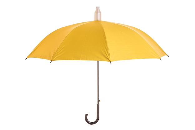 Yellow umbrella isolated on white 