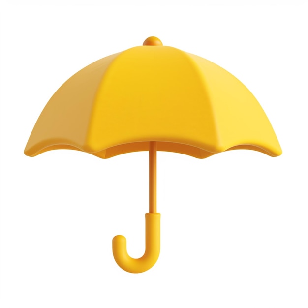 yellow umbrella with a black handle on a white background generative ai