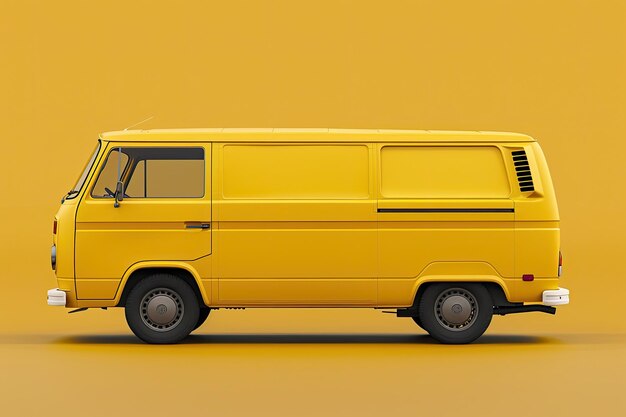 Photo yellow van from left side view