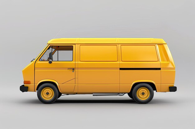 Photo yellow van from left side view