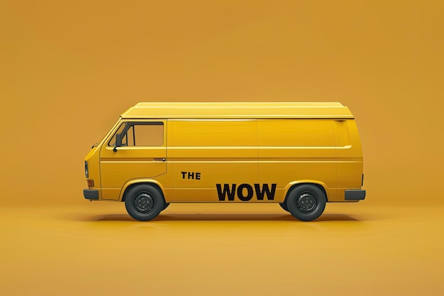 Photo a yellow van with the word the word on the side