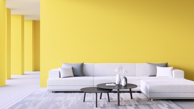 Yellow wall living room