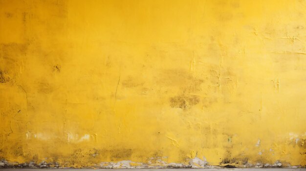 a yellow wall with a black and white picture of a dog in front of it