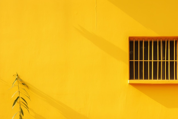 Photo a yellow wall with faint diagonal lines adding depth