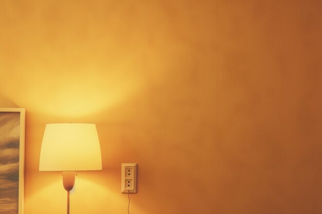 Photo a yellow wall with a soft diffused light creating a war