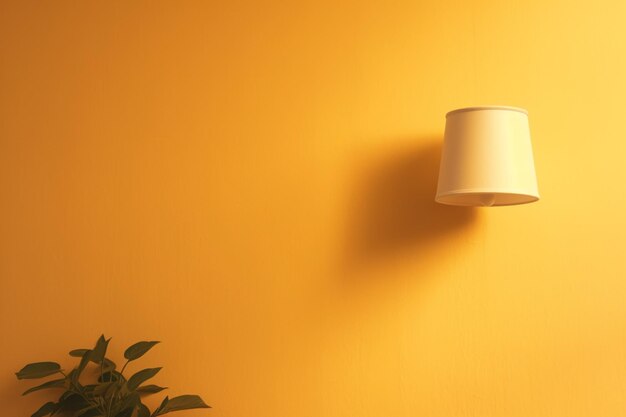 Photo a yellow wall with a soft warm light creating a cozy at