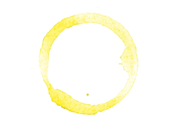 Yellow watercolor circle isolated on white background