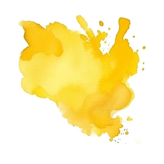 Yellow watercolor stain stain on white paper with a white background generative ai