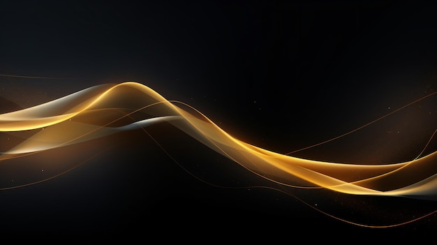 a yellow wave with orange and orange lines on a black background