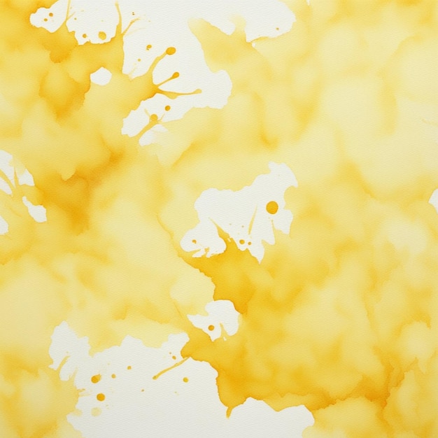 a yellow and white background with a yellow and orange splatter on it