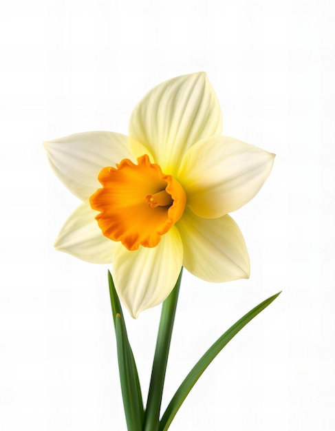 Photo a yellow and white daffodil with a yellow flower in the middle