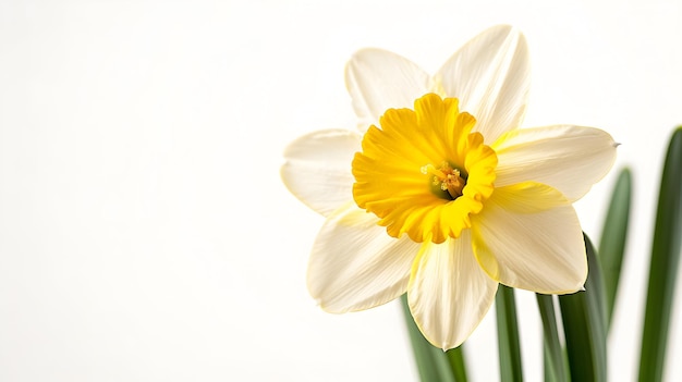 Photo a yellow and white daffodil with a yellow flower in the middle