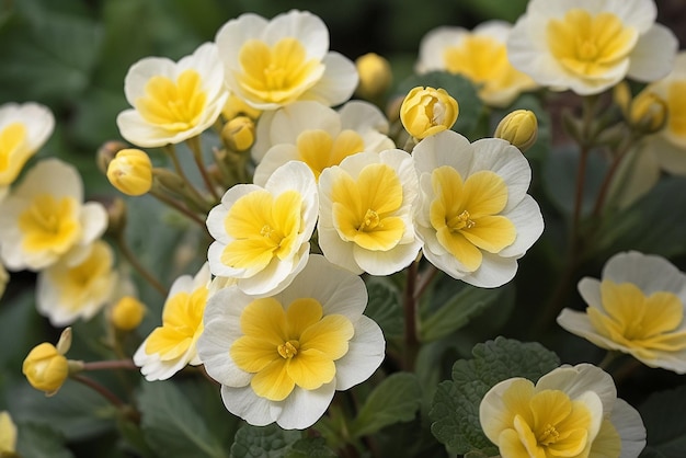 Photo yellow and white primrose hybrid