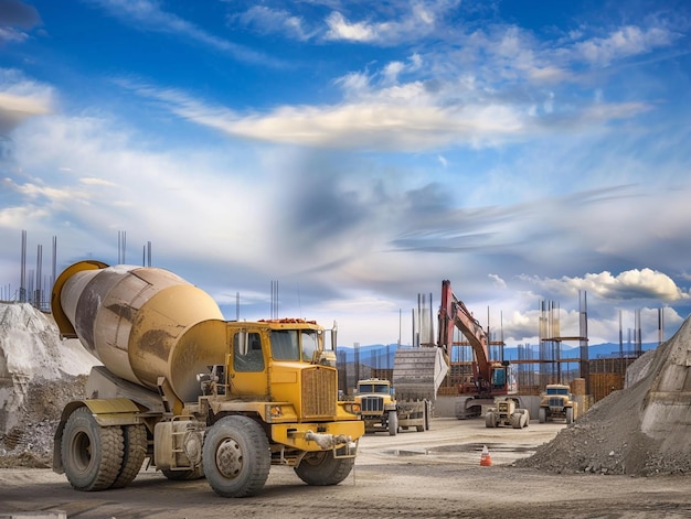 a yellow and white tank with a crane in the background