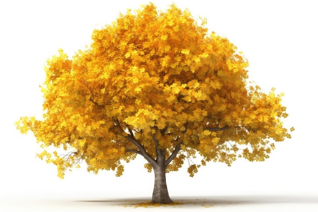 Yellowleaved tree on a white background