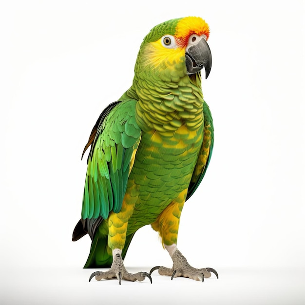 Yellownaped Amazon Parrot Isolated On White Background Image