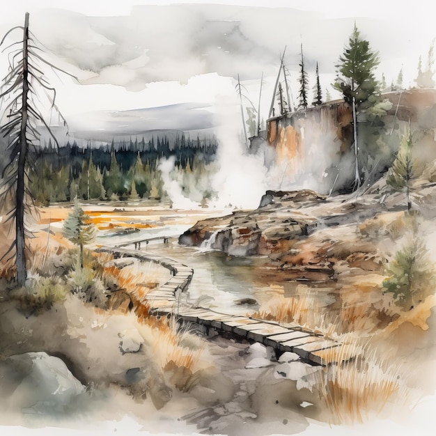 Yellowstone National Park Illustration