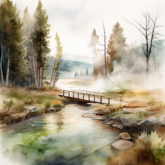 Yellowstone National Park Illustration