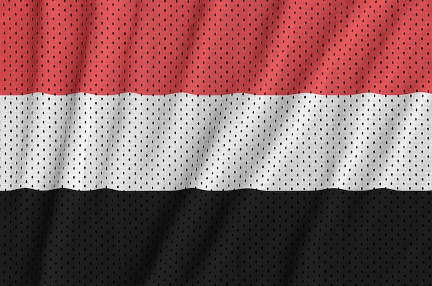 Yemen flag printed on a polyester nylon sportswear mesh fabric