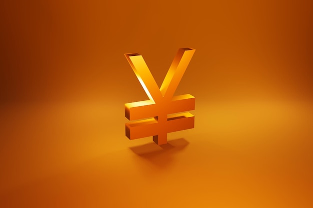 Yen currency gold symbol on golden background 3d render