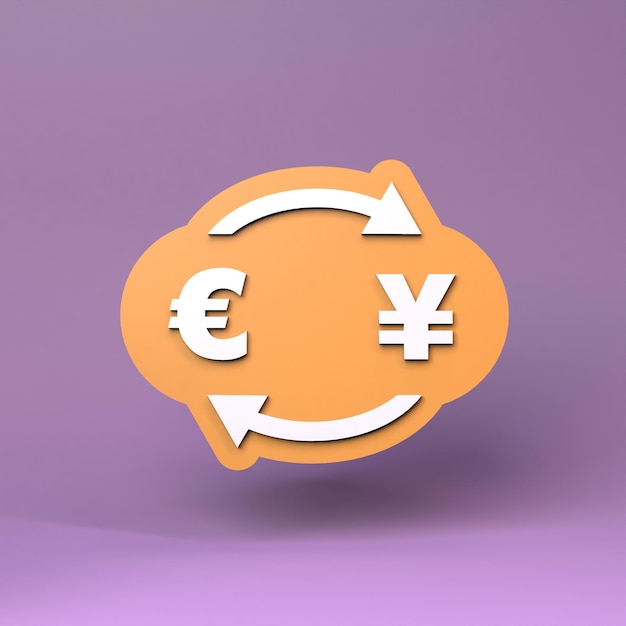 Yen and euro conversion 3d rendering illustration