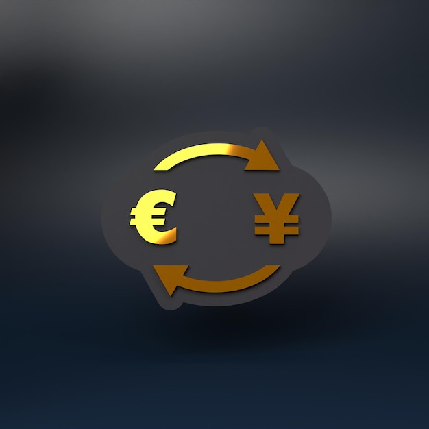 Yen and euro conversion 3d rendering illustration