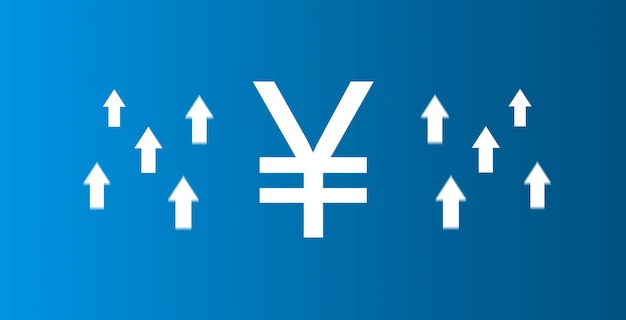 Yen icon with up arrows Rise of the currency