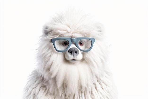 a yeti with glasses on its head