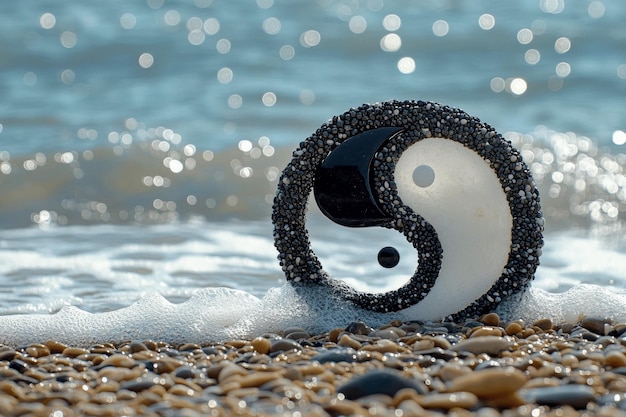 Photo yin yang harmony in nature taoism religion spiritual symbol generative ai