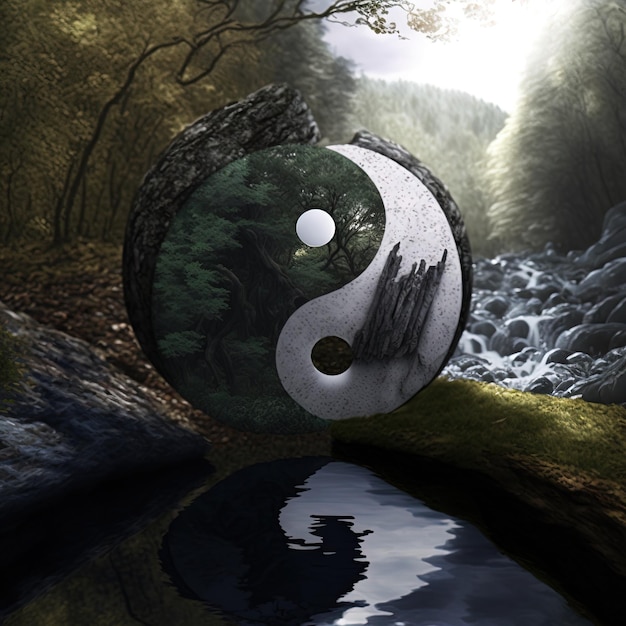 Yin and Yang made of nature. Symbol of harmony