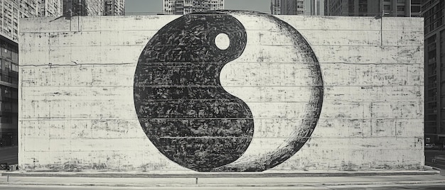 Photo yin yang modern art taoism religion spiritual symbol generative ai