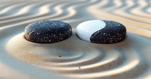 Photo yin yang stones in zen garden