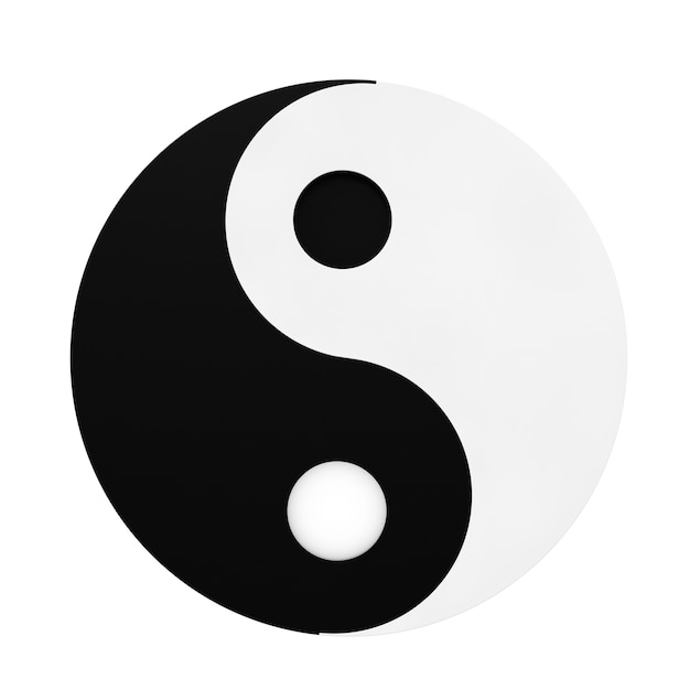 Yin Yang Symbol of Harmony and Balance on a white background. 3d Rendering.