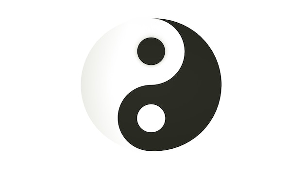 Yin and Yang symbol isolated on white background. 3D rendering