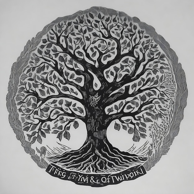 Ying yang concept of balance Yggdrasil tree of life Norse mythology Balance concept