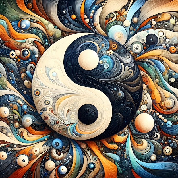 Photo ying yang symbol of harmony and balance design element colorful